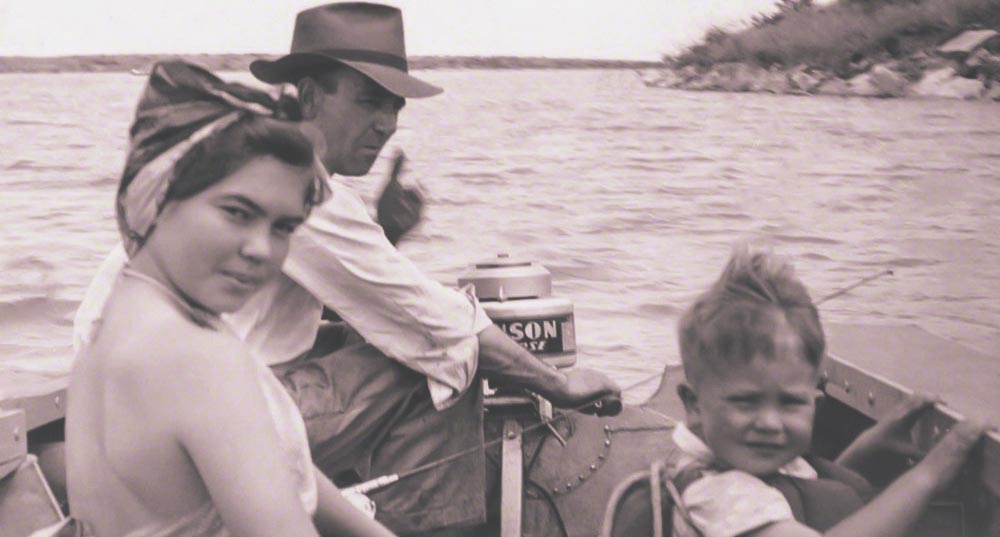 Vintage Photograph Family In Boat at a Lake