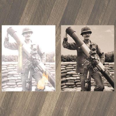 tarnished photo of US Soldier - vintage photo repair by Jack